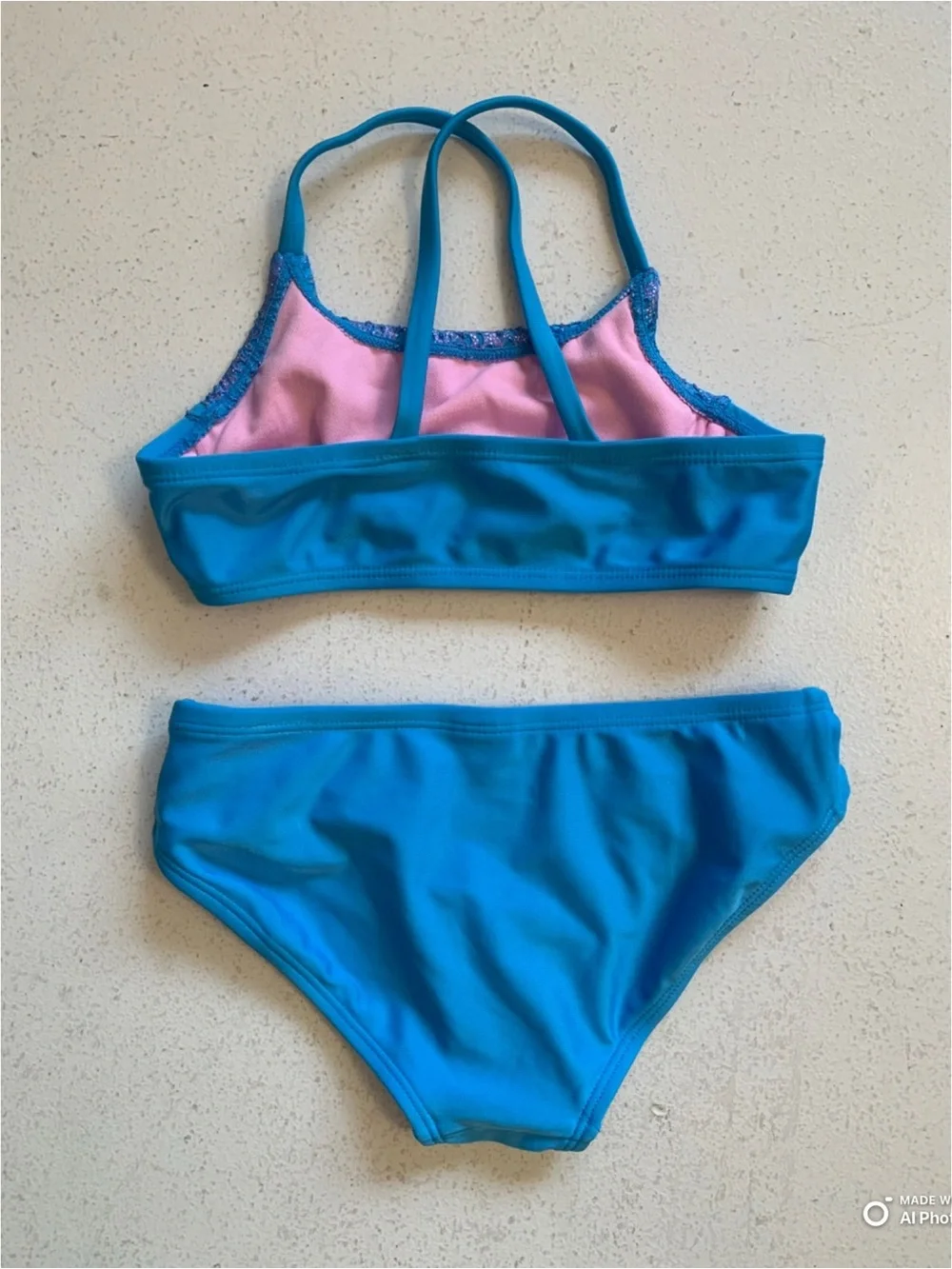 Cat & Jack Girl’s Blue Bikini Set Swimsuit + Coverup Size XS NWOT Beach Vacation